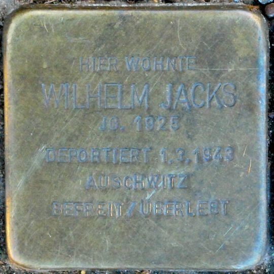 Stolperstein dedicated to Wilhelm Jacks