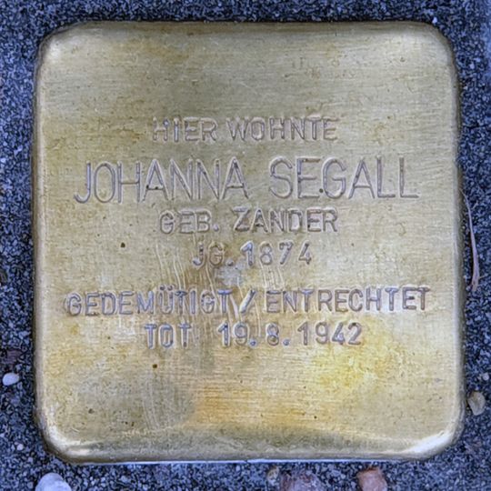 Stolperstein dedicated to Johanna Segall
