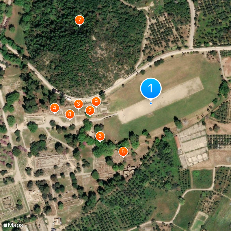 Stadion w Olimpii Mapa