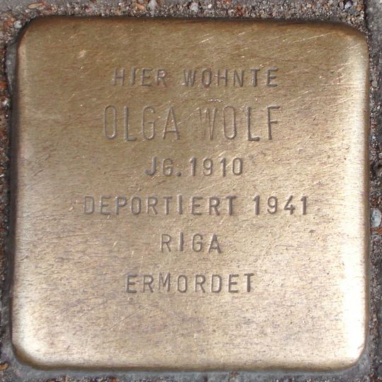 Stolperstein dedicated to Olga Wolf