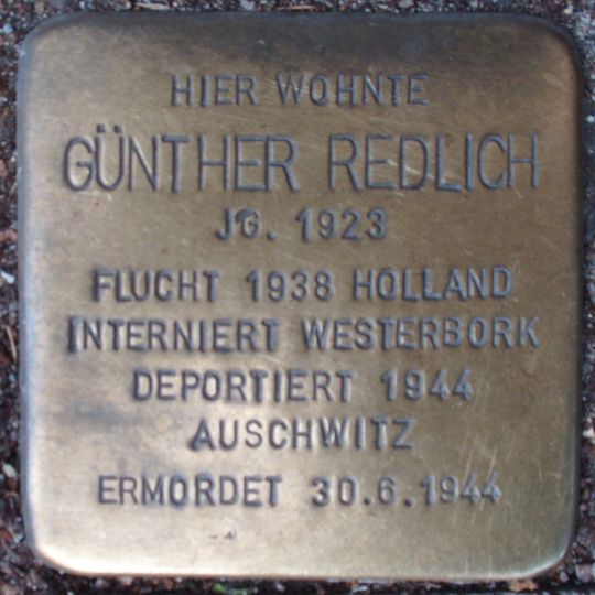 Stolperstein dedicated to Günther Redlich