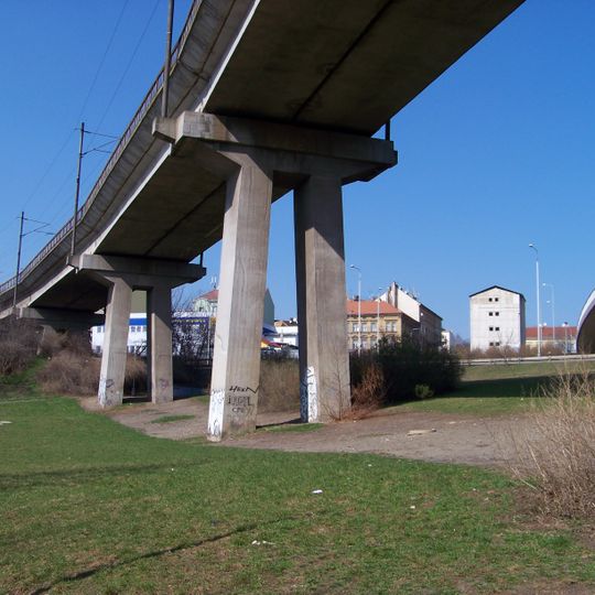 Bridge of Holešovická přeložka over the Rokytka