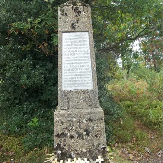 The Robertson War Memorial Bequest Obelisk, Highcomb Copse