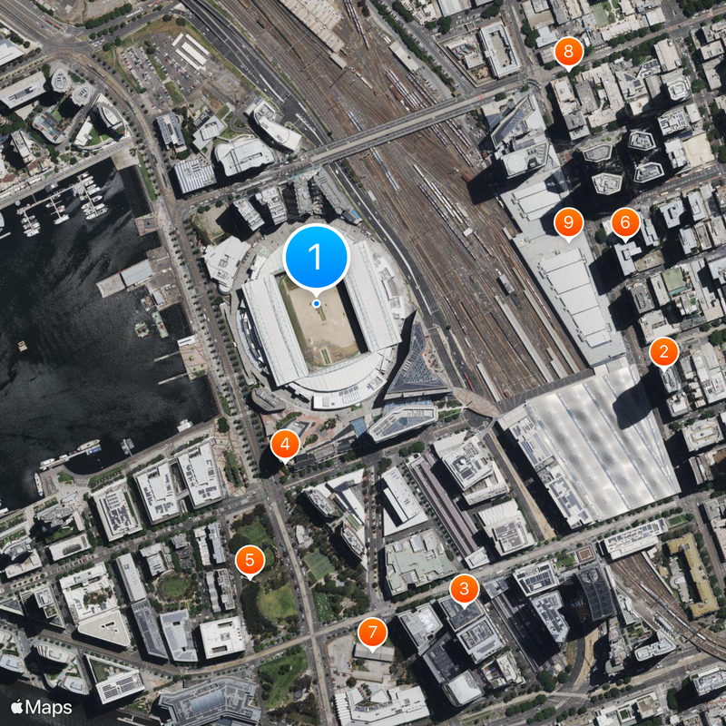 Stadion Docklands Mapa