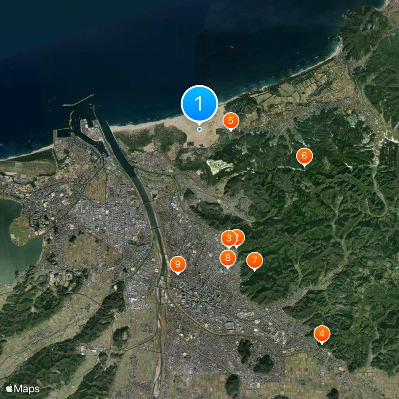 Tottori Sand Dunes Kaart