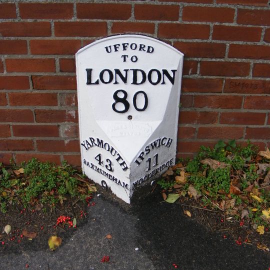 Milestone, N end of Ufford, by Hill Farm