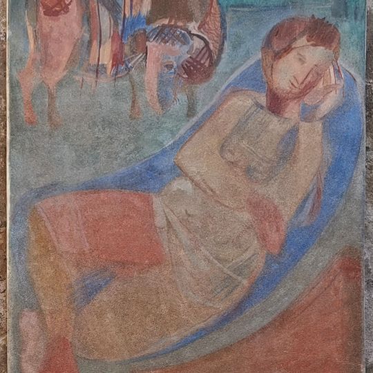 Figura femminile sdraiata con capra