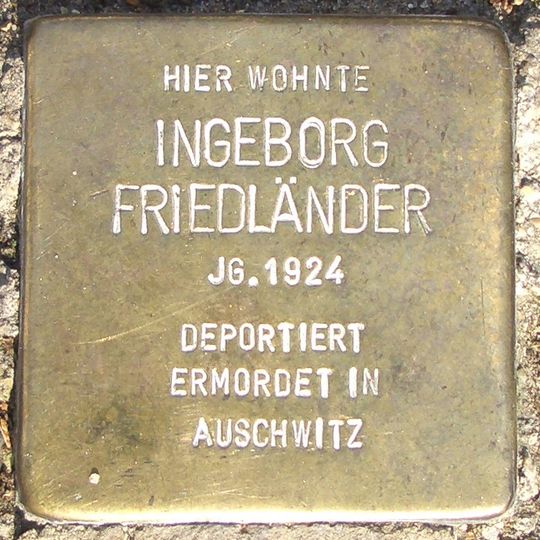 Stolperstein dedicated to Ingeborg Friedländer