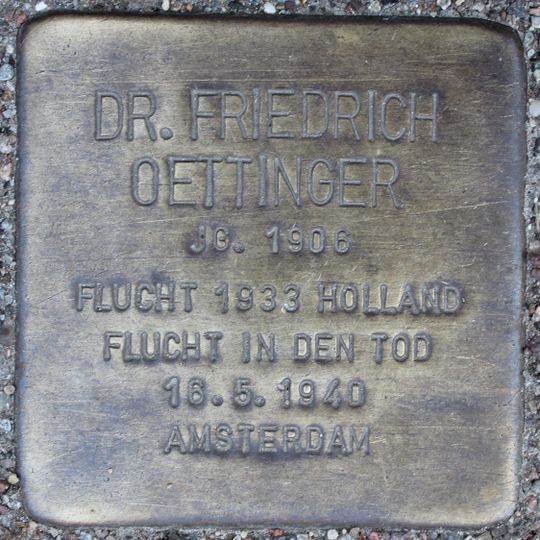 Stolperstein en memoria de Friedrich Oettinger