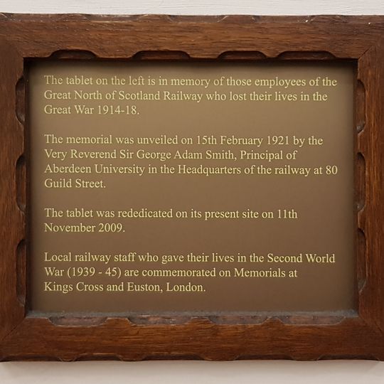 Commemorative plaque marking the moving of the GNSR WW1 Memorial