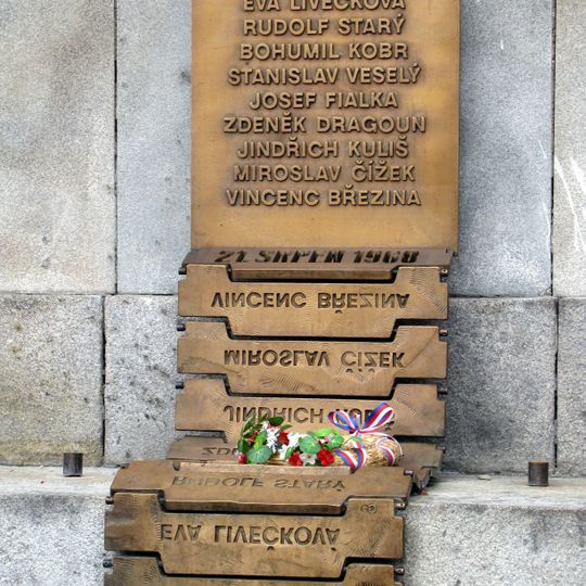 Monument to 1968 invasion on Liberec town hall