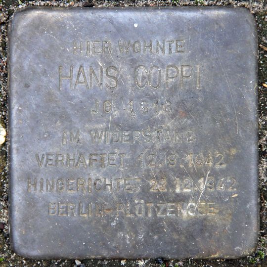 Stolperstein dedicated to Hans Coppi