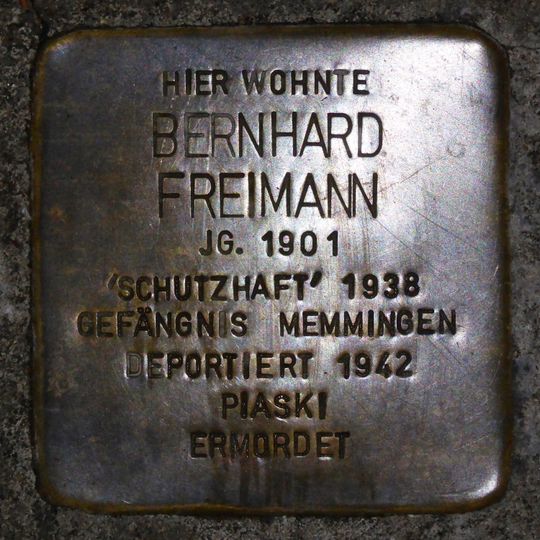 Stolperstein dedicated to Bernhard Freimann