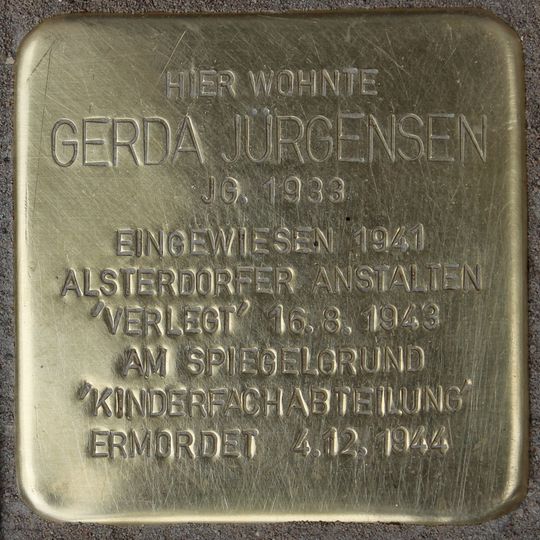 Stolperstein en memoria de Gerda Jürgensen