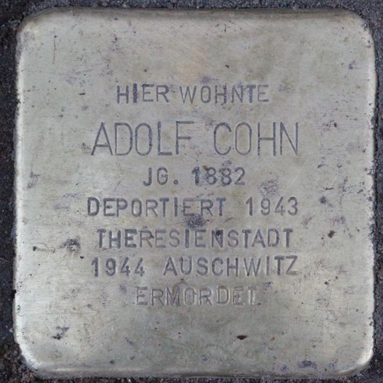 Stolperstein dedicated to Adolf Cohn