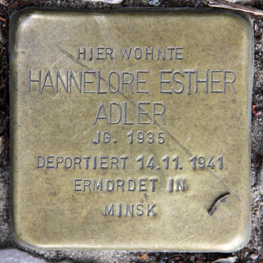 Stolperstein à la mémoire de Hannelore Esther Adler