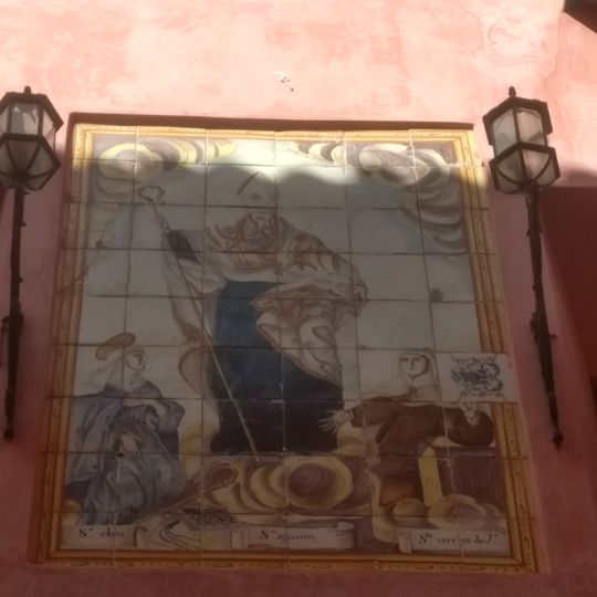 Ceramic panel of Saint Augustin, Saint Clare d'Assisi i Saint Teresa of Ávila