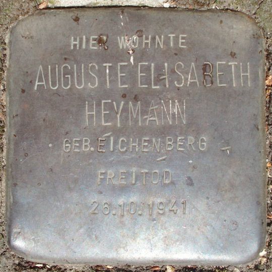 Stolperstein em memória de Auguste Elisabeth Heymann
