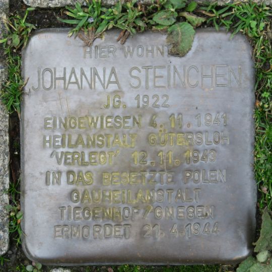 Stolperstein dedicated to Johanna Steinchen