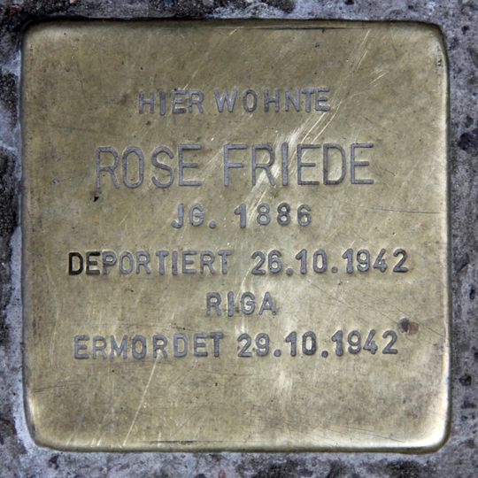 Stolperstein dedicated to Rose Friede