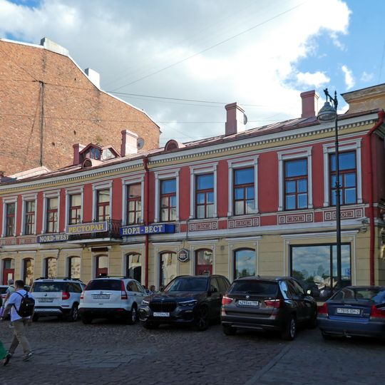 Corner Pharmacy Building on Market Square in Vyborg