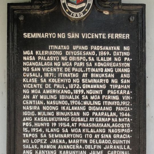 Seminary of Saint Vincent Ferrer historical marker