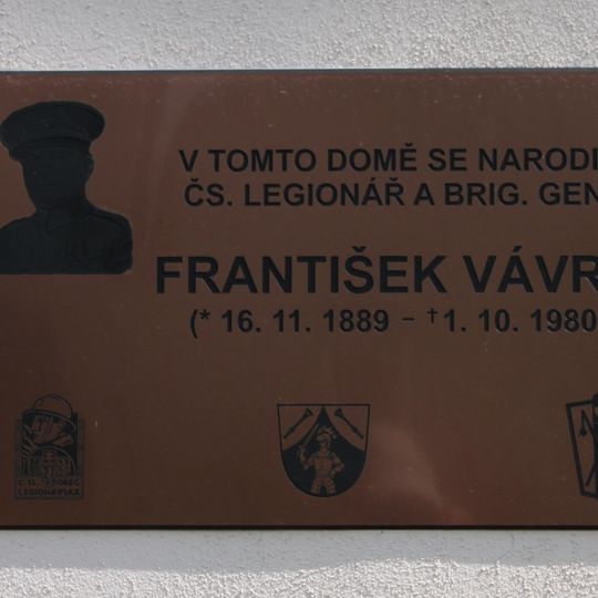 Pamětní deska Františka Vávry