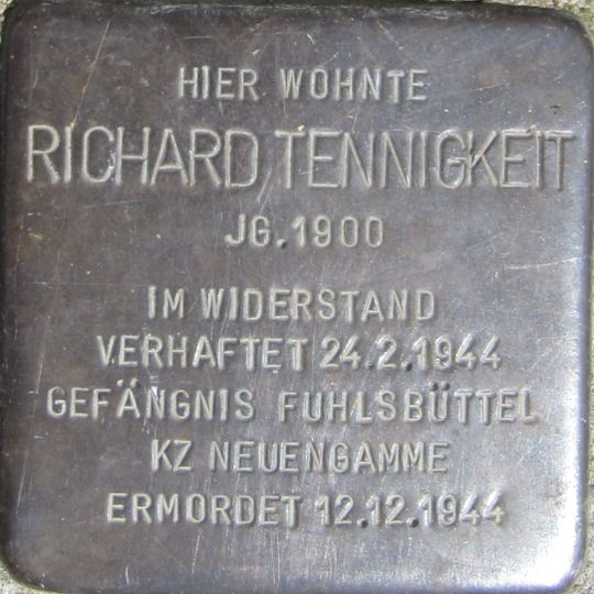 Stolperstein à la mémoire de Richard Tennigkeit