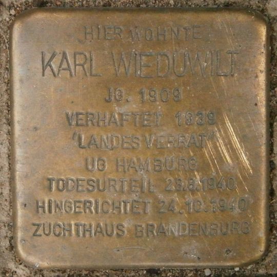 Stolperstein en memoria de Karl Wieduwilt