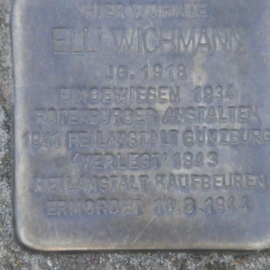 Stolperstein à la mémoire d’Elli Wichmann