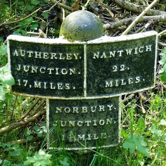 Milepost Shropshire Union Canal 1.5 Miles To North Of Norbury Junction