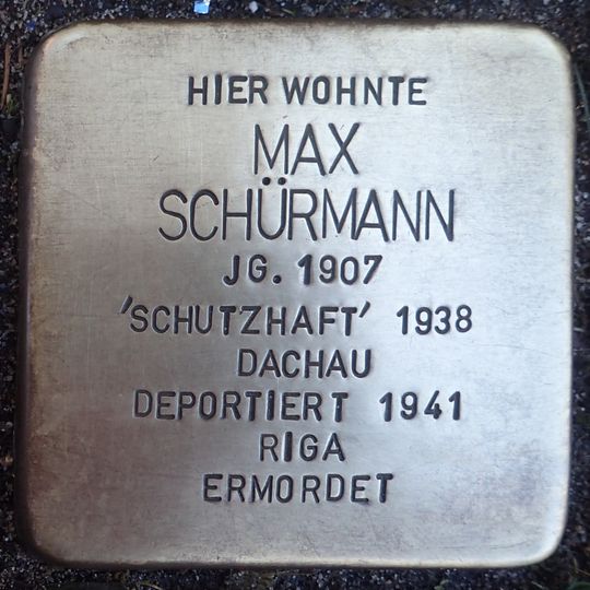 Stolperstein en memoria de Max Schürmann