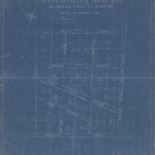 South Part of Lot Number Nine, Concession C., Township of London, Ontario, showing subdivision into lots for the Estate of the Late Sextus Kent