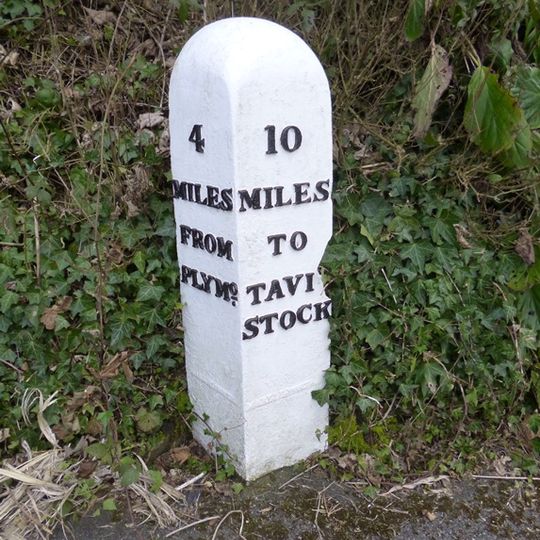 Milepost, Tamerton Foliot, Tavistock Road, by No. 332, Hareston