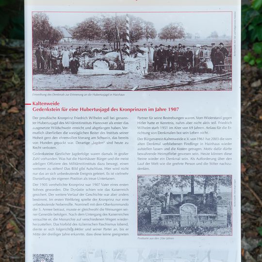 GLIEM Tafel 105 Gedenkstein für eine Hubertusjagd des Kronprinzen im Jahre 1907