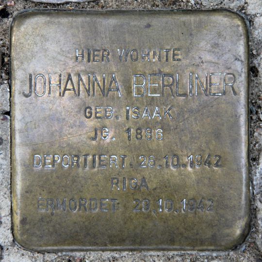 Stolperstein dedicated to Johanna Berliner