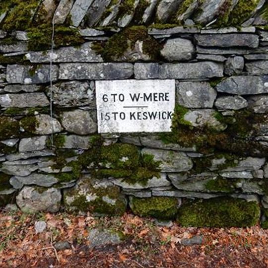 Milestone, S edge of Rydal village, opp. Manor Cottage