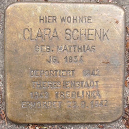 Stolperstein dedicated to Clara Schenk