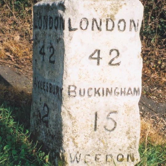 Milestone, Weedon Hill Farm, by bus stop