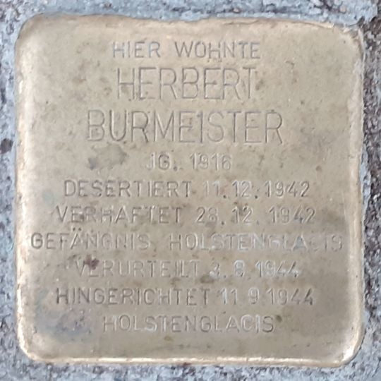 Stolperstein dedicated to Herbert Burmeister