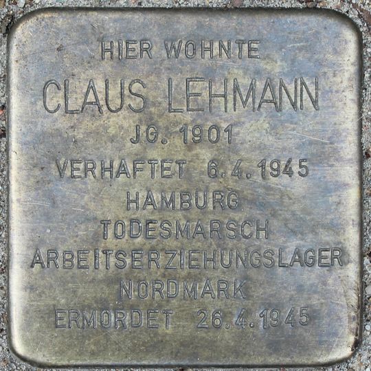 Stolperstein en memoria de Claus Lehmann