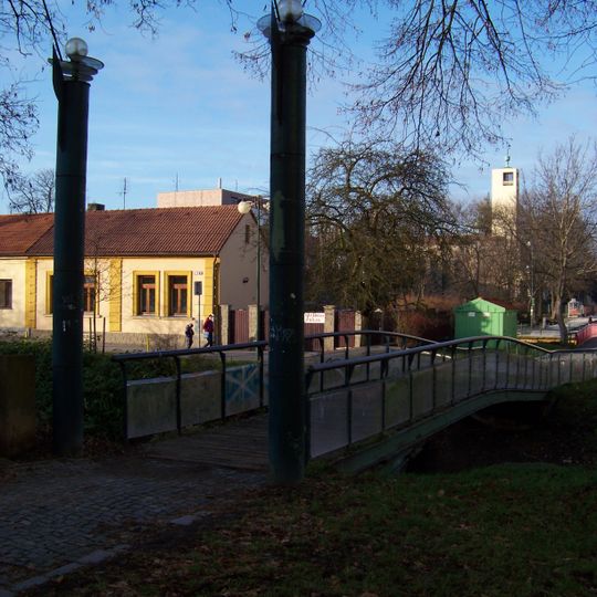 Bridge of Vodárenská street over the inner moat in Nymburk