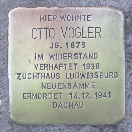 Stolperstein dedicated to Otto Vogler