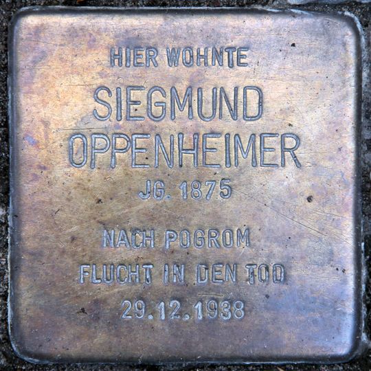 Stolperstein dedicated to Siegmund Oppenheimer