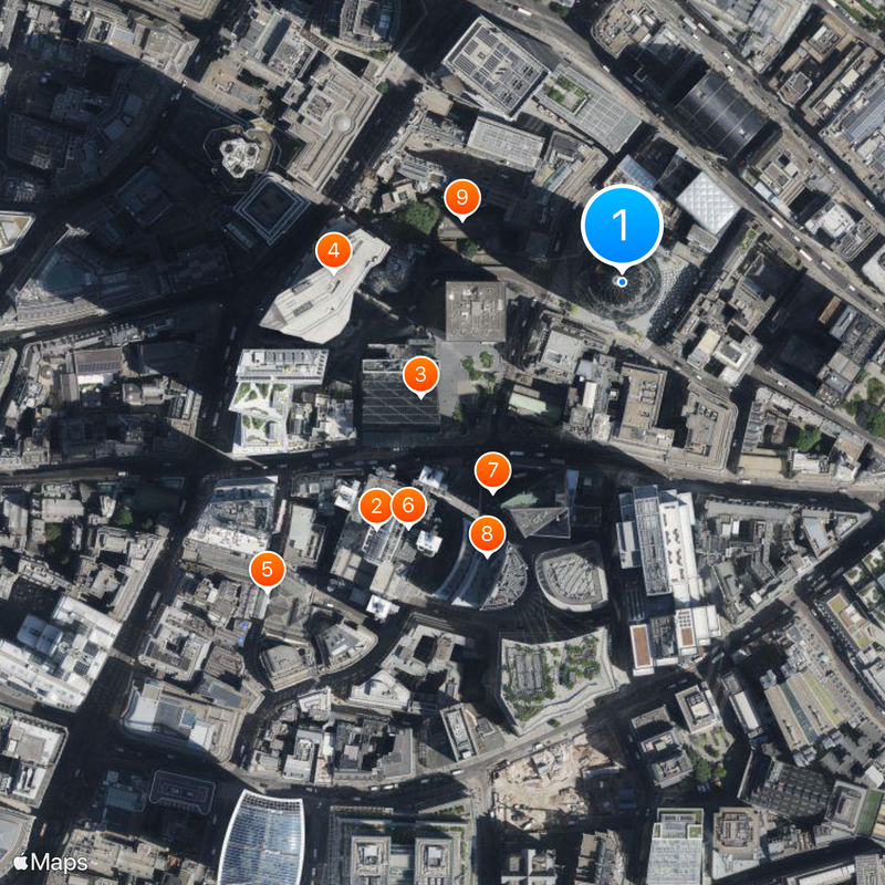 The Gherkin, 30 St Mary Axe Mapa