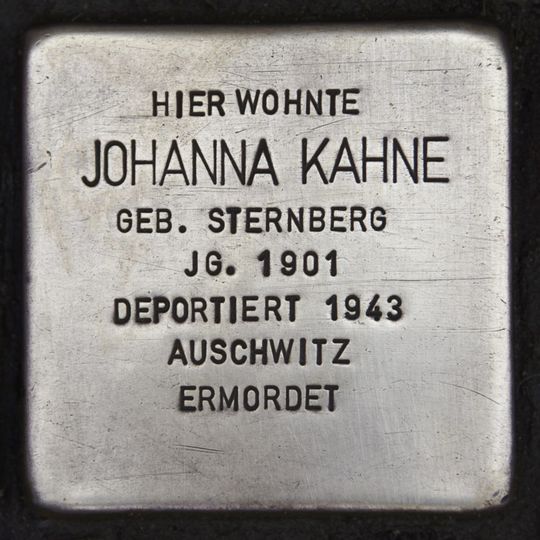Stolperstein en memoria de Johanna Kahne