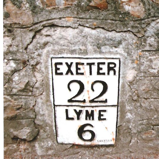 Milestone, Colyford, on Swan Hill, opp. Memorial Hall