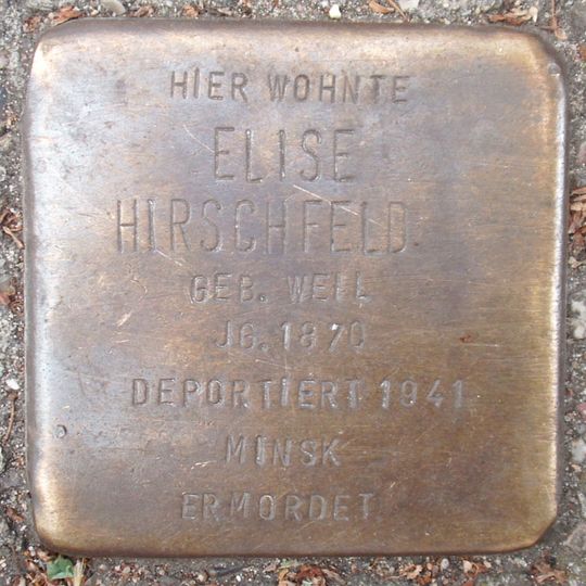 Stolperstein dedicated to Elise Hirschfeld
