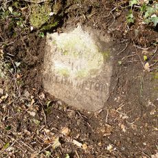 Milestone, by a wood W of Combebow, 10m W of entrance through spinney edge