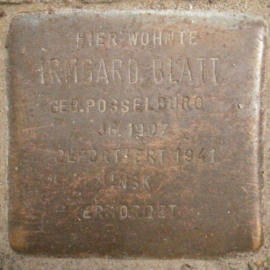Stolperstein dedicated to Irmgard Blatt